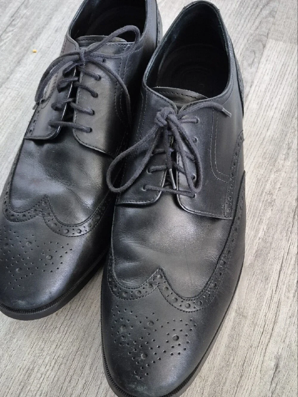 Cole Haan Black Leather Wingtip Oxford Shoes